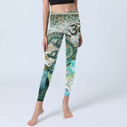 Buddha Stones Om Symbol Human Figure Peacock Lotus Pattern Print Gym Leggings Women's Yoga Pants - image 5