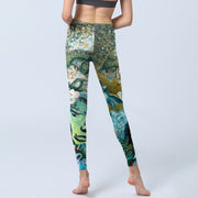 Buddha Stones Om Symbol Human Figure Peacock Lotus Pattern Print Gym Leggings Women's Yoga Pants - image 6