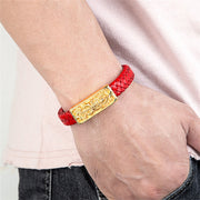 Buddha Stones Buddha Symbol Titanium Steel Leather Strengthen Bracelet - image 8