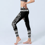 Buddha Stones Symmetrical Celtic Knot Pattern Print Gym Leggings Women's Yoga Pants - image 2