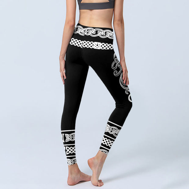 Buddha Stones Symmetrical Celtic Knot Pattern Print Gym Leggings Women's Yoga Pants - image 3