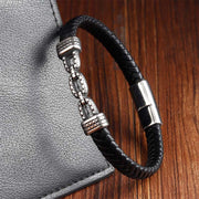 Buddha Stones Handmade Chain Link Design Titanium Steel Leather Strengthen Bracelet - image 10