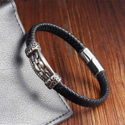Buddha Stones Chain Link Design Titanium Steel Multi-layer Leather Balance Braided Bracelet - image 11
