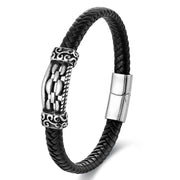 Buddha Stones Chain Link Design Titanium Steel Multi-layer Leather Balance Braided Bracelet - image 13