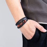 Buddha Stones Natural Tiger Eye Green Tiger Eye Red Tiger Eye Leather Strengthen Bracelet - image 8