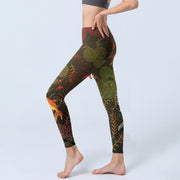 Buddha Stones Colorful Koi Fish Water Ripples Plant Pattern Print Gym Leggings Women's Yoga Pants - image 2