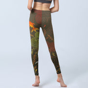 Buddha Stones Colorful Koi Fish Water Ripples Plant Pattern Print Gym Leggings Women's Yoga Pants - image 6