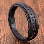 Buddha Stones Titanium Steel Buckle Multilayered Braided Leather Calm Bracelet - image 15