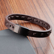Buddha Stones Titanium Steel Buckle Multilayered Braided Leather Calm Bracelet - image 9