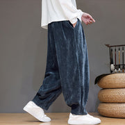 Buddha Stones Winter Pure Color Cotton Men's Harem Thickened Fleece-lined Pants With Pockets - image 6