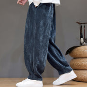 Buddha Stones Winter Pure Color Cotton Men's Harem Thickened Fleece-lined Pants With Pockets - image 2