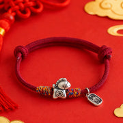 Buddha Stones 999 Sterling Silver Year Of The Horse Fu Character Attract Fortune String Rope Luck Bracelet - image 0