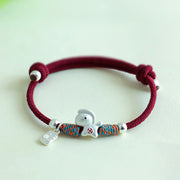 Buddha Stones 999 Sterling Silver Year Of The Horse Fu Character Charm Colorful String Rope Luck Bracelet - Silver Horse  Red Rope(Wrist Circumference: 14-19cm) - image 16