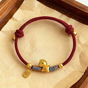 Buddha Stones 999 Sterling Silver Year Of The Horse Fu Character Charm Colorful String Rope Luck Bracelet - image 0