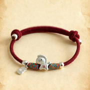 Buddha Stones 999 Sterling Silver Year Of The Horse Fu Character Charm Colorful String Rope Luck Bracelet - image 17