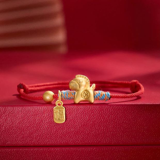 Buddha Stones Year Of The Horse Fu Character Handwoven String Luck Connection Bracelet - image 0