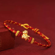 Buddha Stones 999 Gold Year Of The Horse Braided String Rope Luck Adjustable Bracelet - image 2