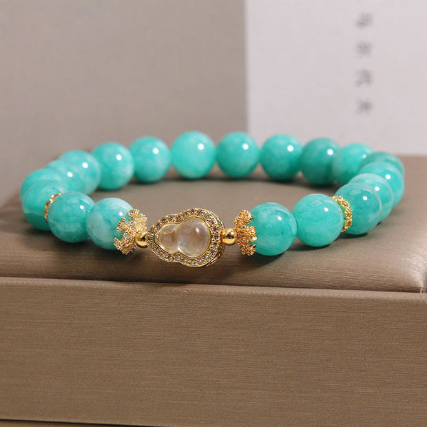 Buddha Stones Gourd Design Amazonite Stone Healing Confidence Beads Bracelet - image 1