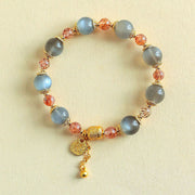 Buddha Stones Natural Strawberry Quartz Moonstone Healing Positive Beads Bracelet - image 14