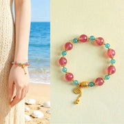 Buddha Stones Natural Strawberry Quartz Moonstone Healing Positive Beads Bracelet - Strawberry Quartz(Wrist Circumference: 15-17cm) - image 8