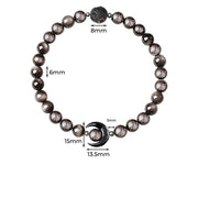Buddha Stones Moon Design Natural Silver Sheen Obsidian Protection Beaded Bracelet - image 4