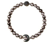 Buddha Stones Moon Design Natural Silver Sheen Obsidian Protection Beaded Bracelet - image 5