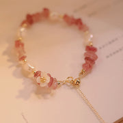 Buddha Stones White Flower Pearl Natural Irregular Strawberry Quartz Healing Chain Bracelet - image 4