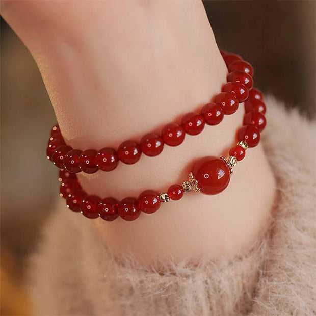 Buddha Stones Double Wrap Red Agate Beaded Self-acceptance Confidence Bracelet - image 0
