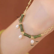 Buddha Stones Tianshan Jade Bamboo Pearl Abundance Wealth Necklace Pendant - image 4