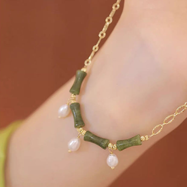 Buddha Stones Tianshan Jade Bamboo Pearl Abundance Wealth Necklace Pendant - image 3