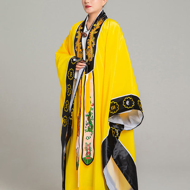 Buddha Stones Wudang Embroidery Dragon Tiger Long Wide Sleeve Unisex Taoist Robe Kimono For Qigong Ceremony - image 8