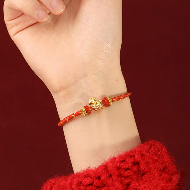Buddha Stones 999 Gold Year Of The Horse Braided String Rope Luck Adjustable Bracelet - image 14