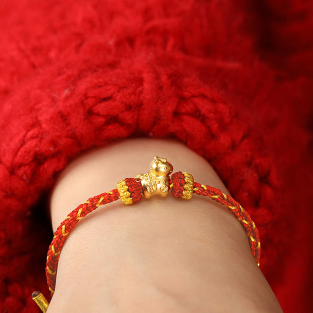 Buddha Stones 999 Gold Year Of The Horse Braided String Rope Luck Adjustable Bracelet - image 13