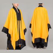 Buddha Stones Wudang Solid Color Long Wide Sleeve Unisex Taoist Robe Kimono For Qigong Tai Chi Ceremony - Yellow - 2XL-FIT FOR US/UK/AU/EU-XL - image 0