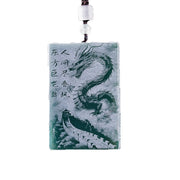 Buddha Stones Dragon Rectangular Jade Rope Luck Success Necklace Pendants - image 7