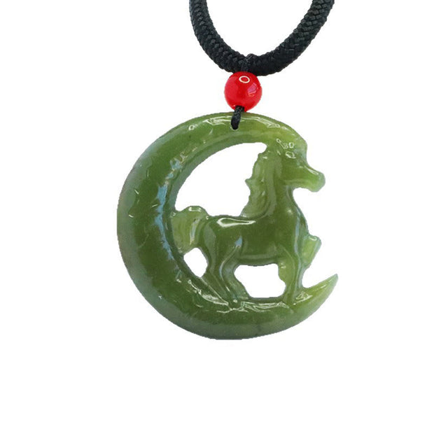 Buddha Stones Chinese Zodiac Year Of The Horse Charm Carved Jade Luck Prosperity Necklace Pendants - image 6