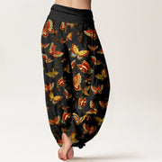 Buddha Stones Cotton Colorful Butterfly Pattern Women's Elastic Waist Harem Pants - image 1