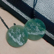 Buddha Stones Year Of The Horse Round Charm Carved Jade Stone Prosperity Necklace Pendants - image 3