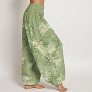 Buddha Stones Cotton Fresh Flower Bud Pattern Women's Elastic Waist Harem Pants - image 2