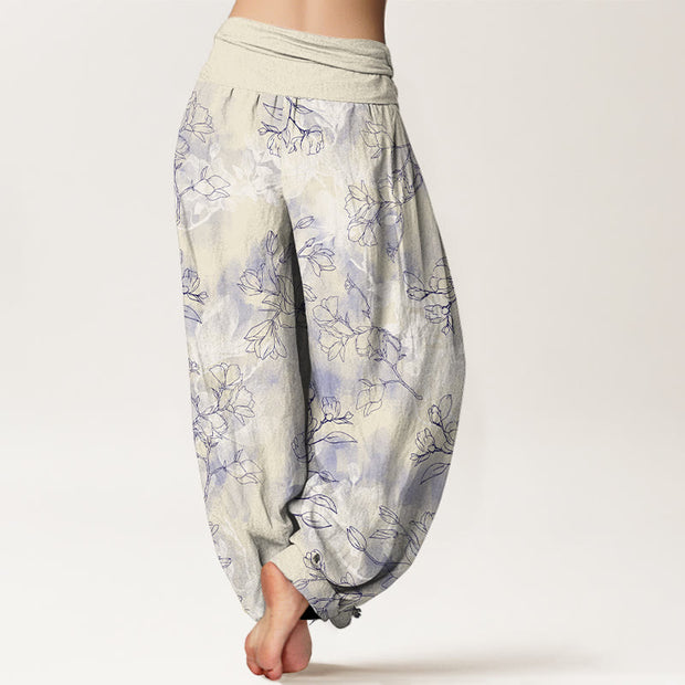 Buddha Stones Cotton Fresh Flower Bud Pattern Women's Elastic Waist Harem Pants - image 9