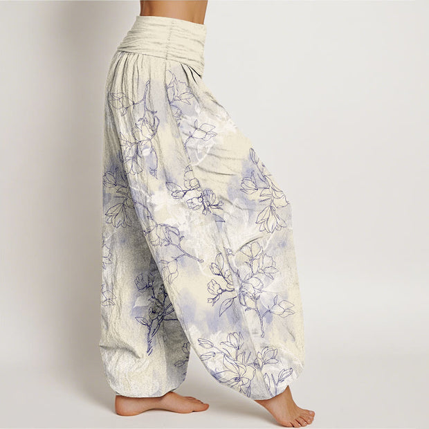 Buddha Stones Cotton Fresh Flower Bud Pattern Women's Elastic Waist Harem Pants - image 10