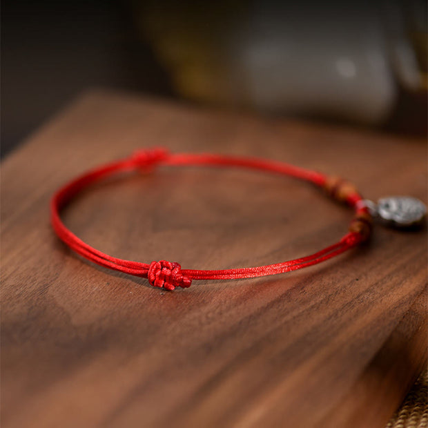 Buddha Stones Silver Longevity Lock Red String Peach Wood Bead Protection Adjustable Cats Small Dogs Pet Collar - image 10