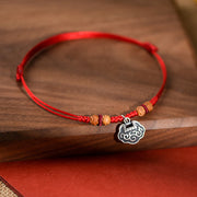Buddha Stones Silver Longevity Lock Red String Peach Wood Bead Protection Adjustable Cats Small Dogs Pet Collar - image 9