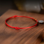 Buddha Stones Silver Longevity Lock Red String Peach Wood Bead Protection Adjustable Cats Small Dogs Pet Collar - image 9