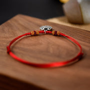Buddha Stones Silver Longevity Lock Red String Peach Wood Bead Protection Adjustable Cats Small Dogs Pet Collar - image 4