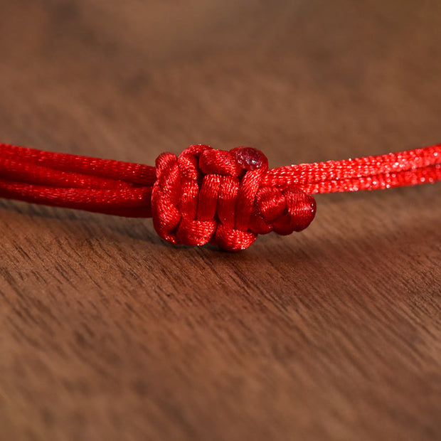 Buddha Stones Silver Longevity Lock Red String Peach Wood Bead Protection Adjustable Cats Small Dogs Pet Collar - image 12