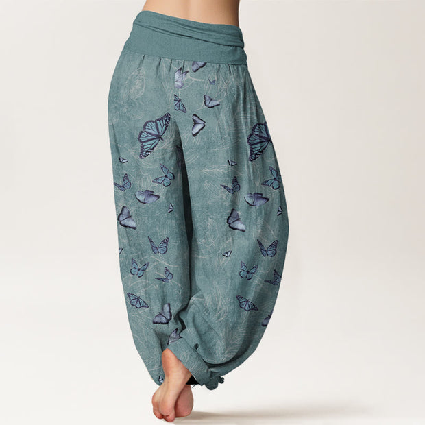 Buddha Stones Cotton Dreamlike Butterfly Leaf Pattern Women's Elastic Waist Harem Pants - image 6
