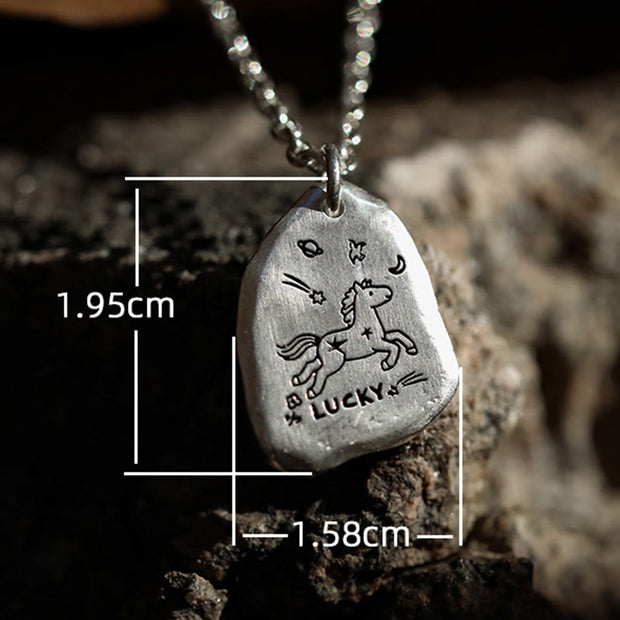 Buddha Stones 999 Sterling Silver Lucky Horse Charm Year Of The Horse 925 Sterling Silver Chain Blessing Necklace Pendants - image 6