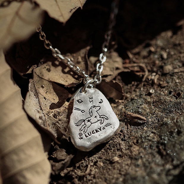 Buddha Stones 999 Sterling Silver Lucky Horse Charm Year Of The Horse 925 Sterling Silver Chain Blessing Necklace Pendants - image 4