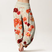 Buddha Stones Cotton Intensely Colored Flower Pattern Women's Elastic Waist Harem Pants - image 9